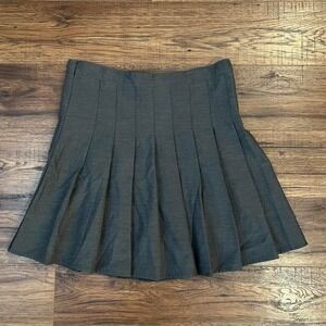 Vintage Grey Pleated Mini Skirt‎ Skort Y2K Schoolgirl Women 10 Large Preppy